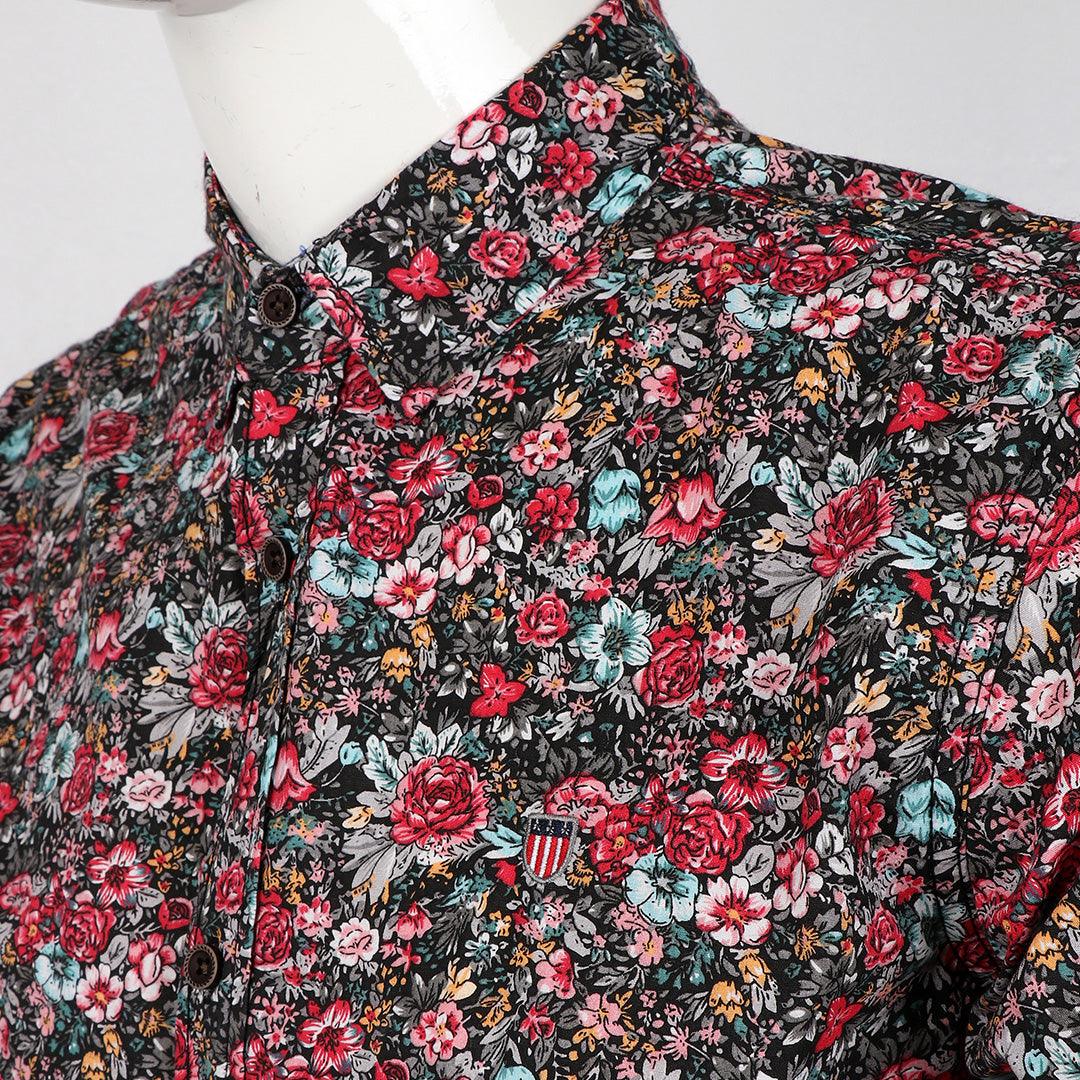 Badgley Men's Full Flowered Designed Long Sleeve Shirt - Obeezi