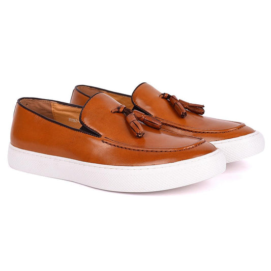 Terry Taylors Classic Tassel Designed Men's Sneaker Shoe- Brown - Obeezi.com